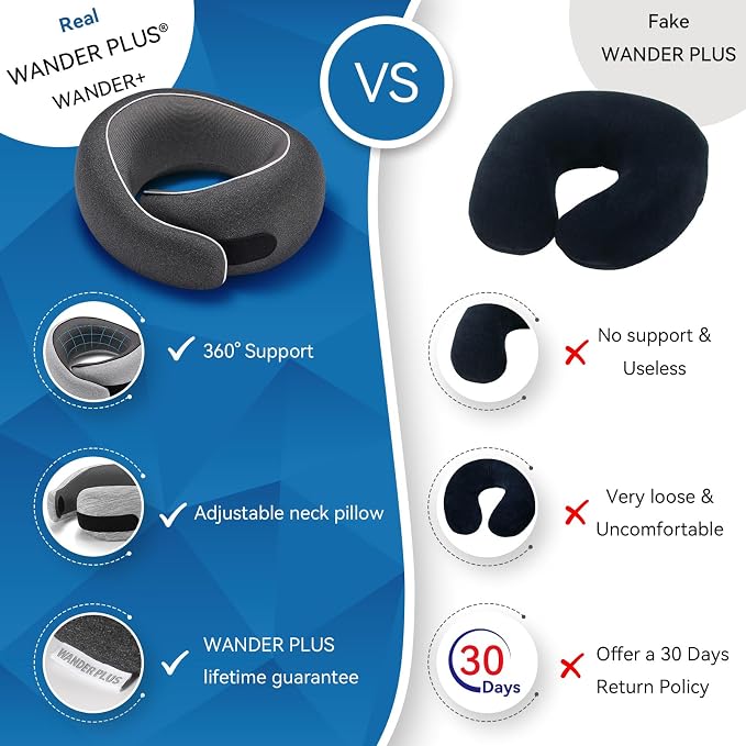 WANDER PLUS® Travel Neck Pillow, Pure Memory Foam Neck Pillow - Image 6