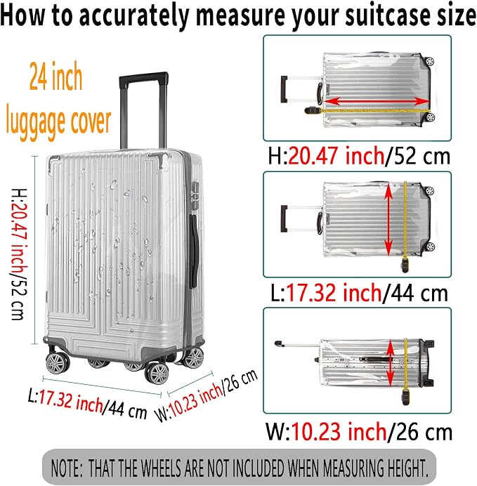 24 Inch Clear PVC Luggage Cover Protectors Suitcase Covers - Image 2