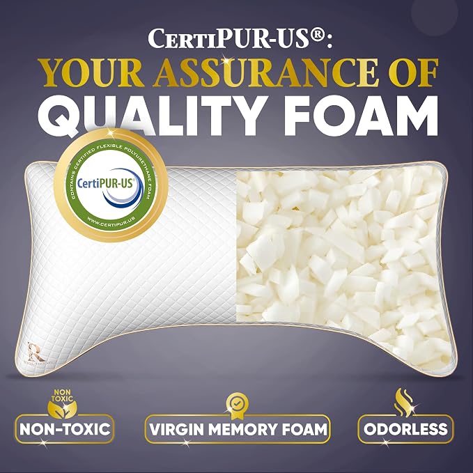 Royal Therapy King 2-Pack Memory Foam Pillow, Adjustable Shredded Odor-Free - Image 3