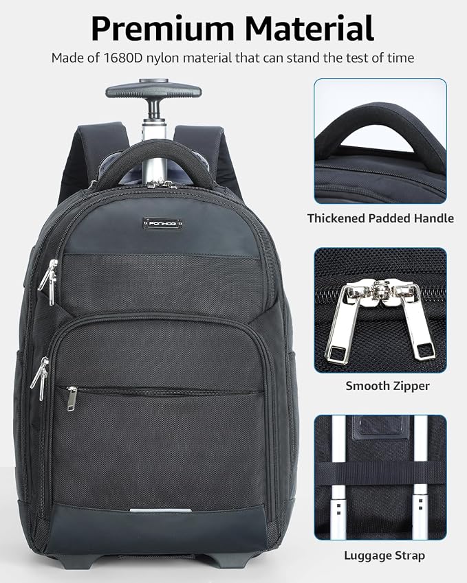 Rolling Backpack, 30L Travel Laptop Backpack - Image 5