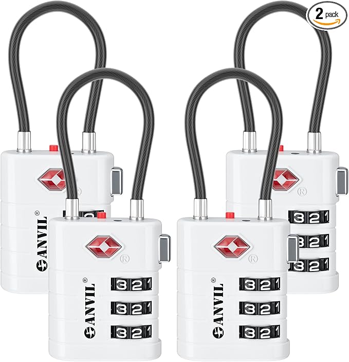 ANVIL TSA Approved Luggage Locks – High Security TSA008 Combination Travel Locks by ANVIL