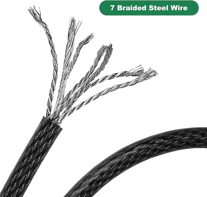 7 ft x 1/2" Heavy Duty Cut-Proof Security Cable | Flexible Vinyl-Coated Braided - Image 3