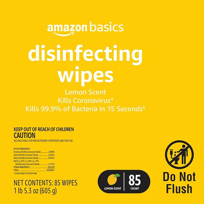 Amazon Basics Disinfecting Wipes, Lemon Scent, - Image 3