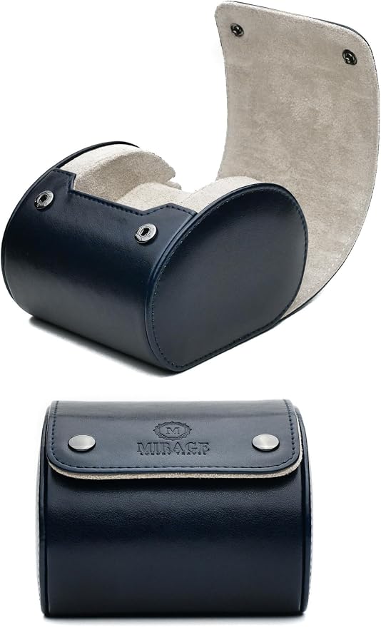 Black/Ivory - 1 Watch Travel Case by MirageLuxuryTravel