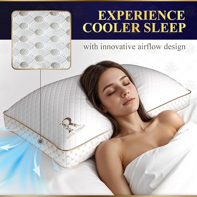 Royal Therapy 2-Pack King Memory Foam Pillow, Adjustable Shredded Odor-Free - Image 2