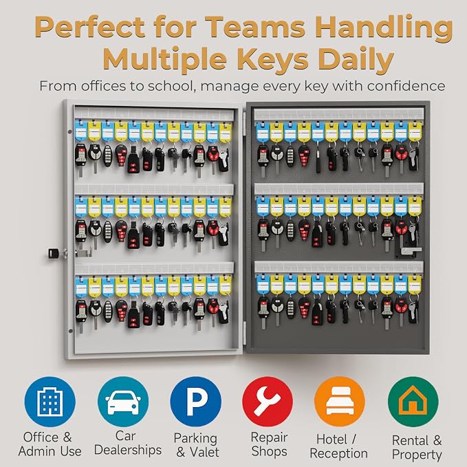 72 Key Cabinet Organizer, Metal Key Lock Box Wall Mount use OTP Technology - Image 5