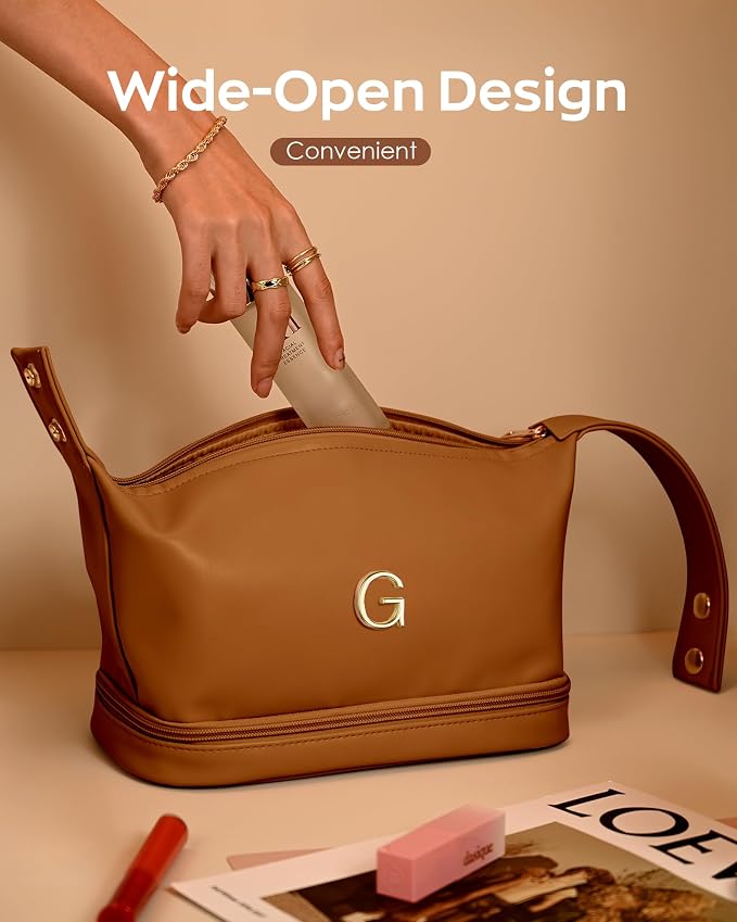 Gifts With Initials for Women, Personalized Makeup Bag with Handle, Initial - Image 5
