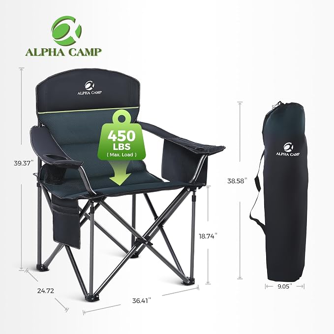 ALPHA CAMP Oversized Camping Chair Heavy Duty Lawn Chair - Image 2