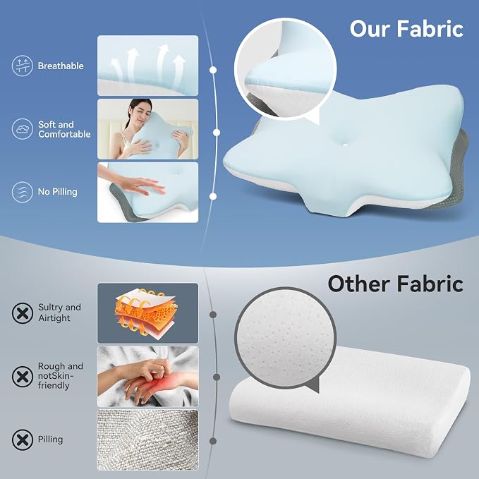 Cervical Neck Pillow for Pain Relief- Memory Foam Orthopedic Pillow, Ergonomic - Image 6
