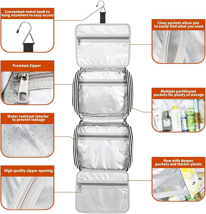 Hanging Travel Toiletry Bag, Large Capacity Cosmetic Travel Toiletry Organizer - Image 7