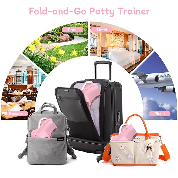 SKYROKU Foldable Kids Toilet Seat – Portable & Anti-Slip Travel Potty Training - Image 7