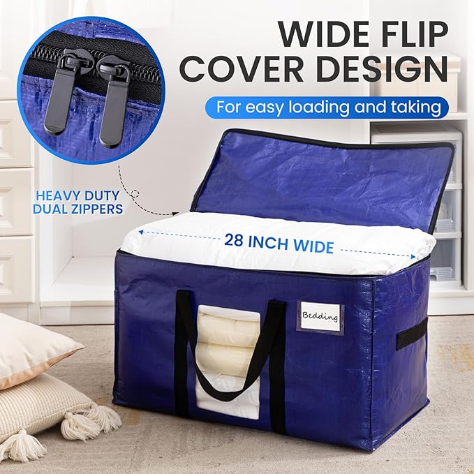 TAILI 6 Pack Dark Blue Extra Large Storage Bags, Heavy Duty Totes - Image 5
