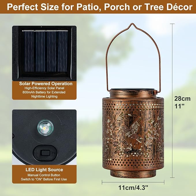 Solar Lanterns Outdoor Waterproof Hummingbird and Iris Garden Decor Gifts - Image 4