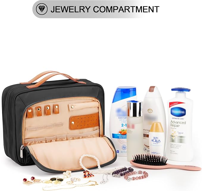 Travel Hanging Toiletry Bag for Women, Holds Full-Size Shampoo, - Image 3
