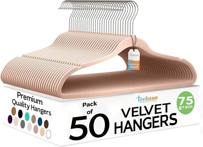 50 Pack New Premium Quality Velvet Hangers Ultra Thin Non Slip Adult Felt Space - Image 9