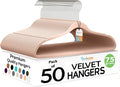 50 Pack New Premium Quality Velvet Hangers Ultra Thin Non Slip Adult Felt Space by TECHZOO