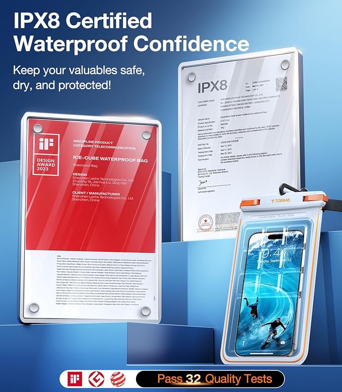 TORRAS IPX8 Waterproof Phone Pouch Floating, Underwater Screen Touchable - Image 3