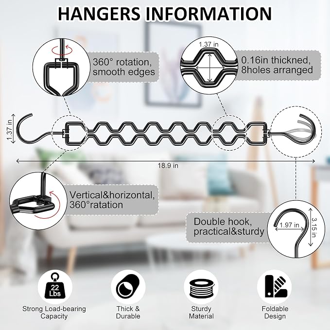 3 Pack Space Saving Hangers for Clothes, Heavy Duty 30Lbs Capacity Magic - Image 4