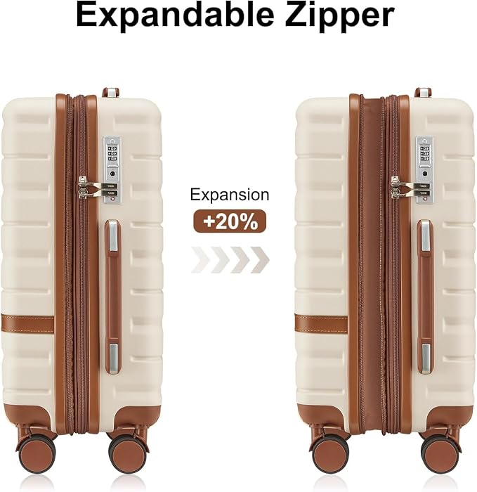Carry On Luggage 3 Piece Lightweight Travel Luggage Set, YKK Zippers Expandable - Image 5