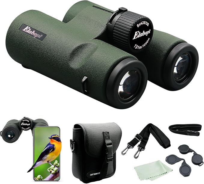 8x42EDII Compact Binoculars for Adults – High-Powered BAK4 Prisms, Diamond by BuyNow