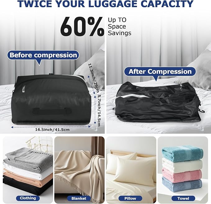 TPU Vacuum Bag for Travel, 70D Nylon Reusable Compression Bag - Image 4