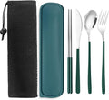 Portable Travel Camping Cutlery Set, TWUTGAYW Silver Green Reusable Flatware by TWUTGAYW