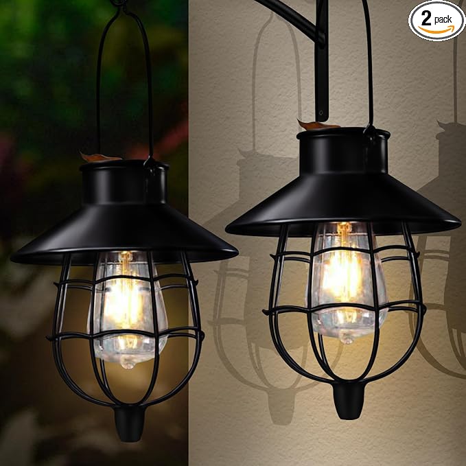 2 Pack Solar Lanterns Outdoor Waterproof Hanging Solar Lights by Czarniozk
