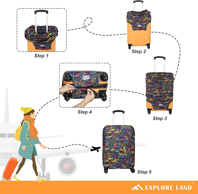 Explore Land Travel Luggage Cover Suitcase Protector Fits 18-22 Inch Case - Image 5