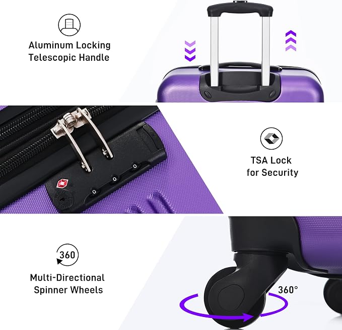 Merax Luggage Sets of 3 Piece Carry on Suitcase Airline Approved, 20/24/28 IN - Image 5