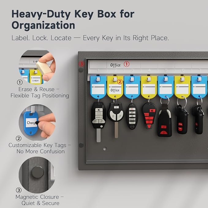 WeHere Key Lock Box Wall Mount, 16 Key Cabinet - Image 3