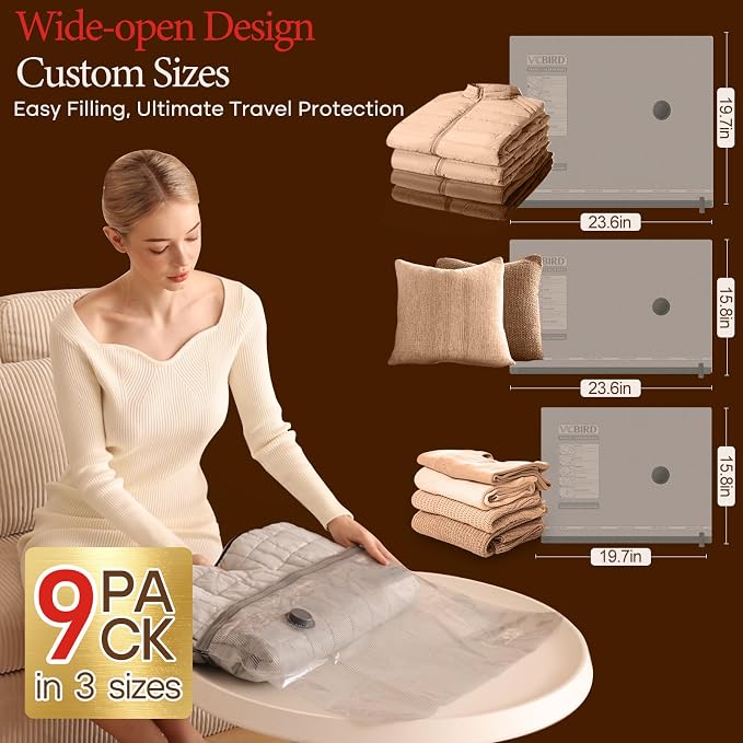 9 Packs Rechargeable Pump Vacuum Bags - Image 3