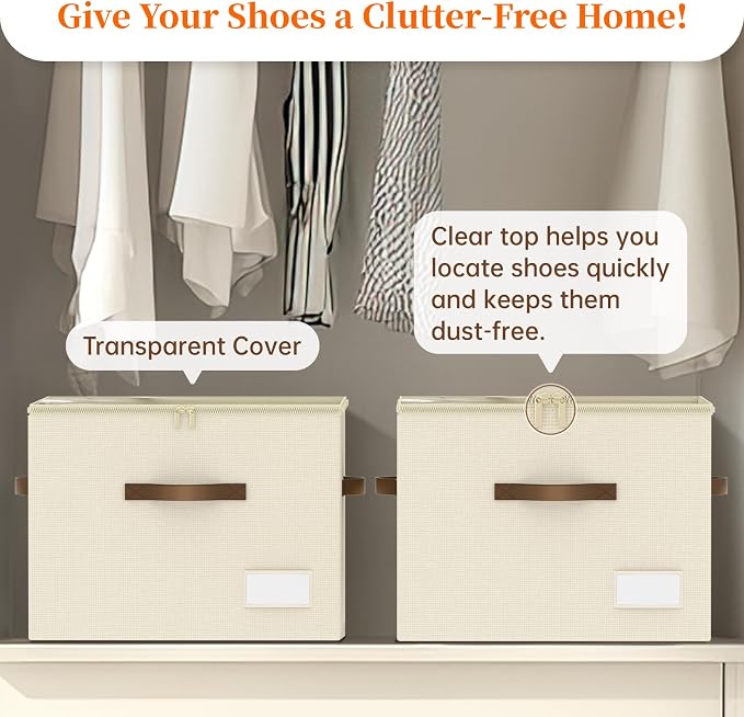 3 Pack Shoe Organizer for Closet, Foldable Shoe Storage Containers, Fits 24-48 - Image 6