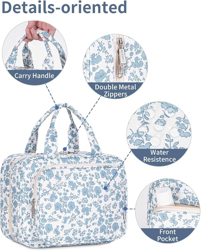 Narwey Travel Toiletry Bag for Women Large Hanging Makeup Bag Organizer - Image 8