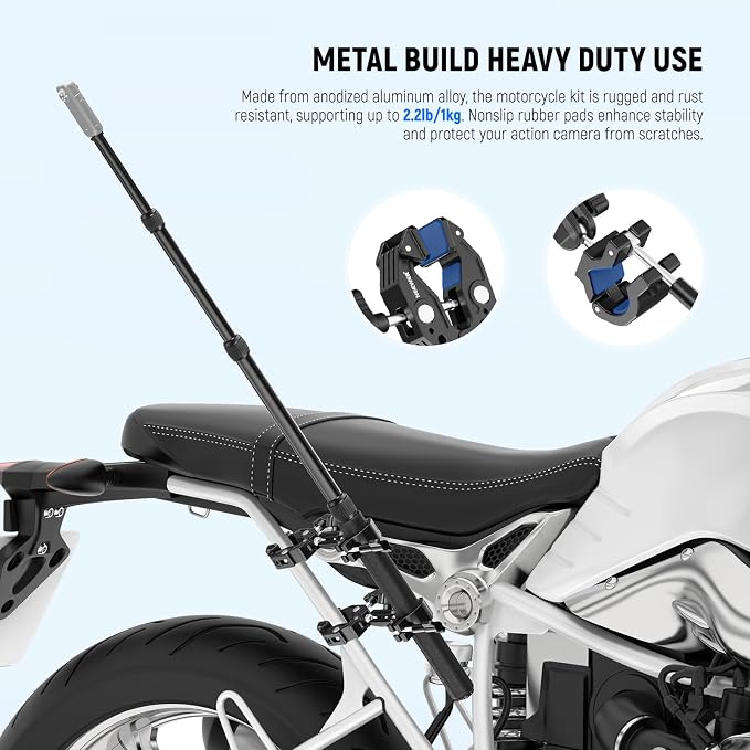 NEEWER Motorcycle Camera Mount Kit, Bicycle Handlebar Invisible Selfie Stick - Image 6
