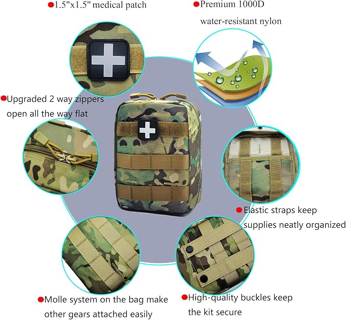Carlebben EMT Pouch MOLLE Ifak Pouch Tactical MOLLE Medical First Aid Kit - Image 6
