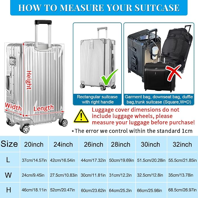 Yotako Clear PVC Suitcase Cover Tough Protector, 24 Inch Luggage Covers - Image 5