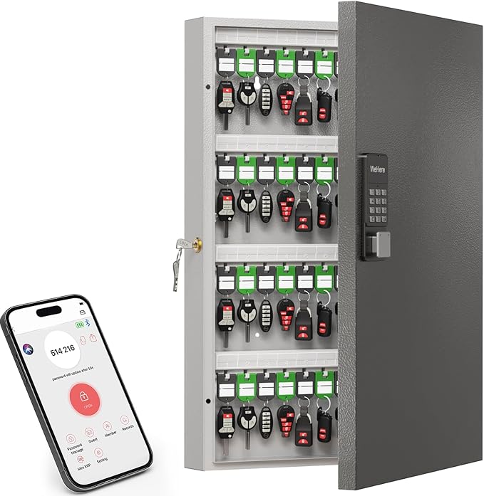 96 Key Lock Box Wall Mount, Smart Key Cabinet One Time Password/APP by DiDiHere