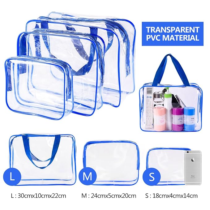 3Pcs Crystal Clear PVC Travel Toiletry Bag Kit - Image 6