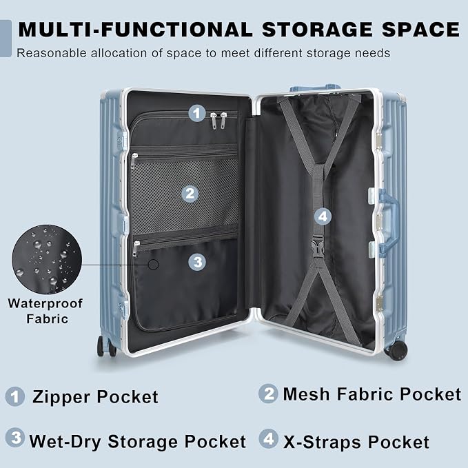AnyZip Luggage PC+ABS Aluminum Frame Zipperless Checked Luggage Hard Shell - Image 2