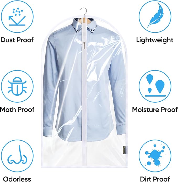 BALEINE 60'' Clear Garment Bags, 6 Packs PEVA Dress Bag - Image 3