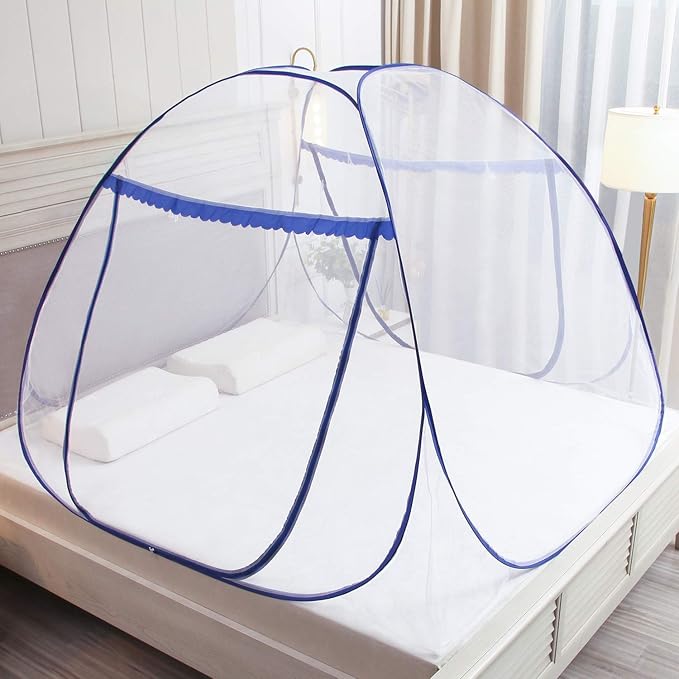 Pop-up Mosquito net Double Bed, L79 x W71 x H59 in Double Door Zip Portable by Usaidon