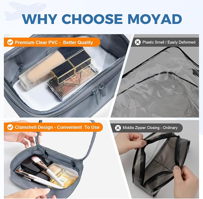 Moyad TSA Approved Clear Toiletry Bag, 1 Pack Quart Size 3-1-1 Liquids Pouch - Image 4