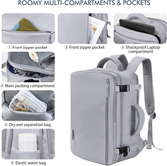 Beraliy Large Travel Backpack, Airline Approved Carry On Backpack, 16 Laptop - Image 6