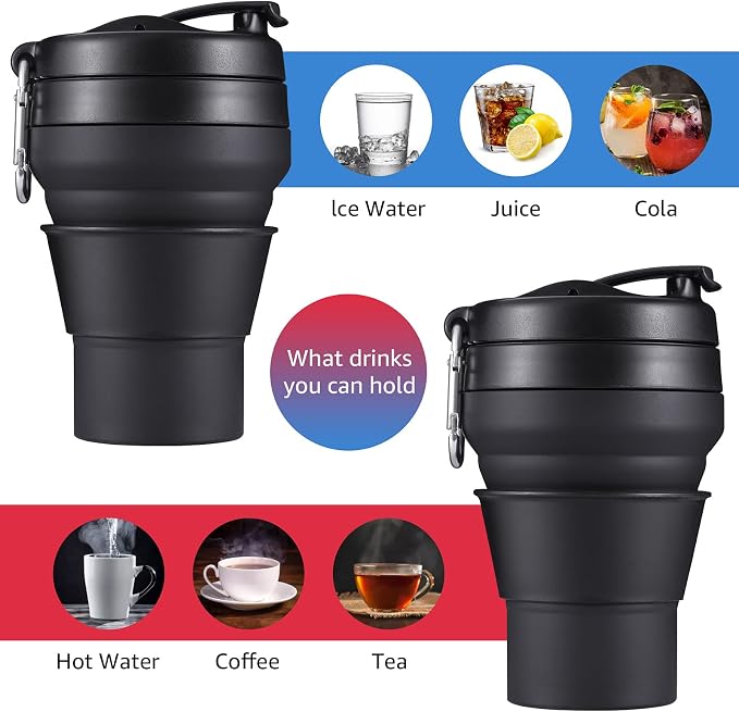 Collapsible Cup for Traveling, 20 OZ 600ml Large Silicone Folding Camping Mug - Image 3