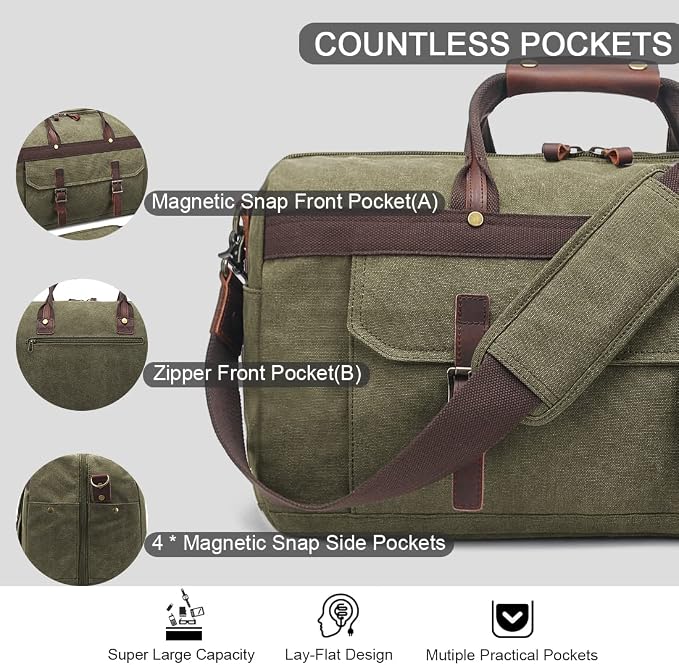 Duffle Bag for Men Waterproof Genuine Leather Canvas Travel Duffel Bags for - Image 4