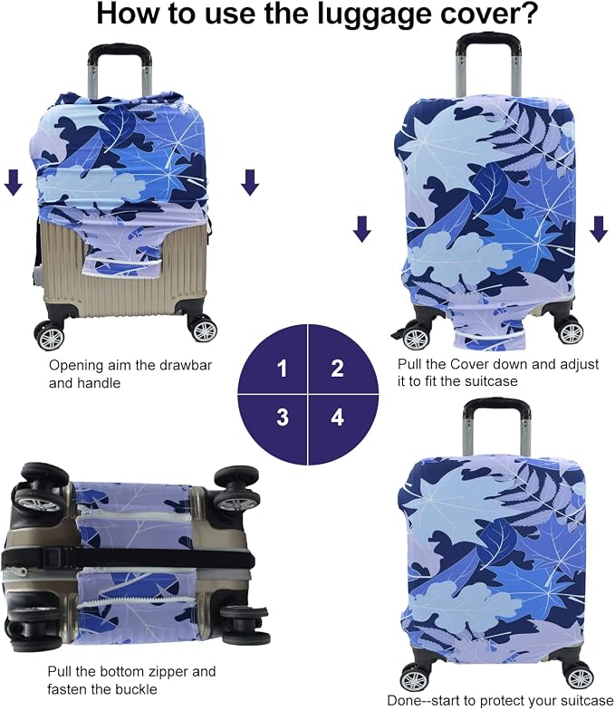 Travel Luggage Cover, Suitcase Protector Bag Fits 19-20 Inch Luggage Bluemaple - Image 3