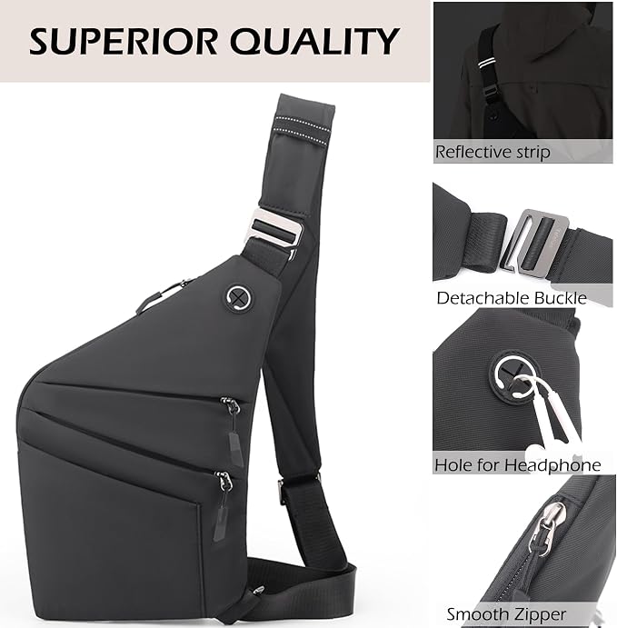 Anti Theft Crossbody Bags for Women Men, Slim Sling Bags - Image 4