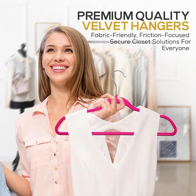 Premium Velvet Hangers 50 Pack Ultra Thin Non Slip Adult Felt Space Saving Suit - Image 5