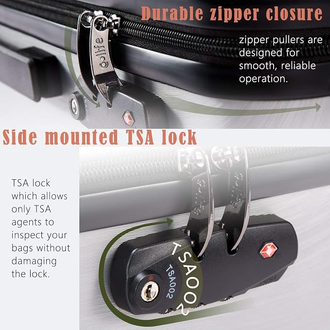 Coolife Luggage Expandable Suitcase PC+ABS 3 Piece Set - Image 5