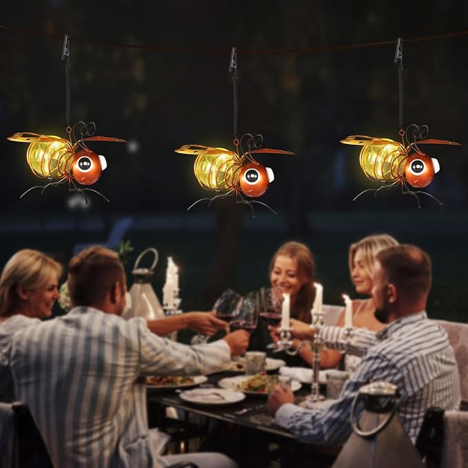 Bee Solar Outdoor Hanging Lantern Creative Small Sculpture Lights Durable - Image 2
